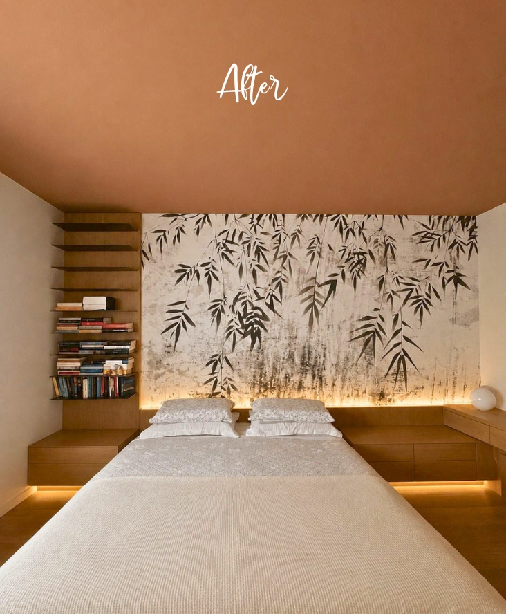 Camera da letto ristrutturata con arredi di design e su misura per l'organizzazione degli ambienti a Castelfranco Veneto - Furlan Mobili